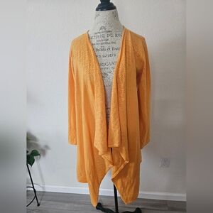 Orange Cashmere Sharkbit Hi Lo Open Front Long Cardigan sz L